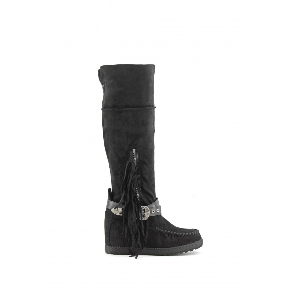 Bota Tacón Cuña Borla Bota Tacón Cuña Fleco