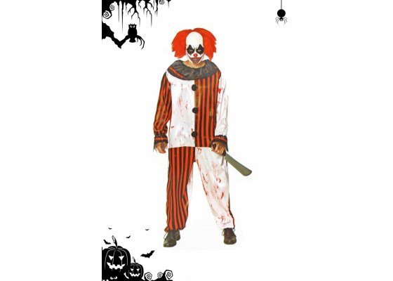 Disfraz Payaso Rayas Ensangrentado Halloween (Hombre)