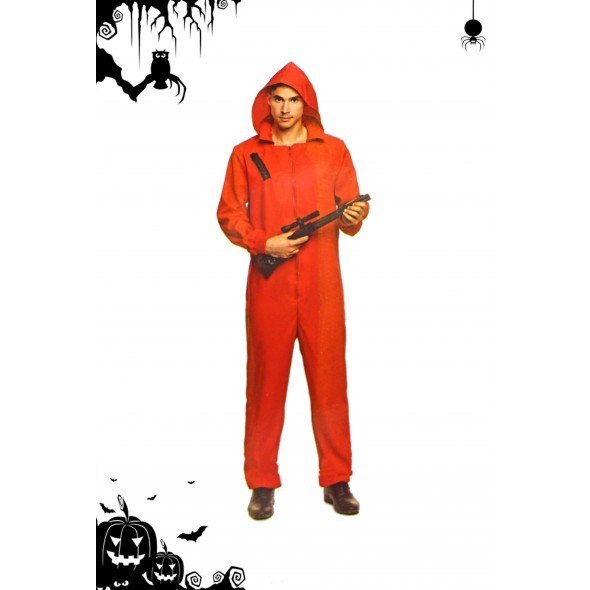 Disfraz Mono Rojo Cremallera Unisex Halloween 