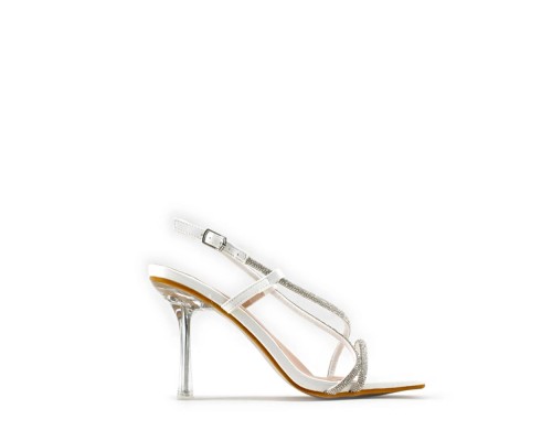 Sandalia Tacón Tranparente Alto Brillo