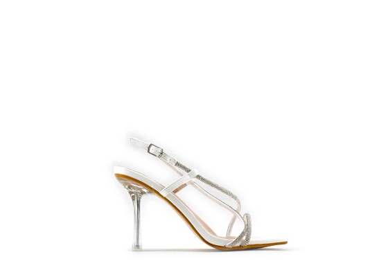 Sandalia Tacón Tranparente Alto Brillo