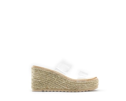 Sandalia Plataforma Tira Transparente Alpargata Destanolada 